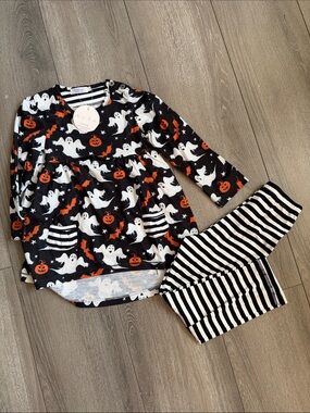 Halloween Ghost & Pumpkin Kids Matching Set - Black/White/Orange